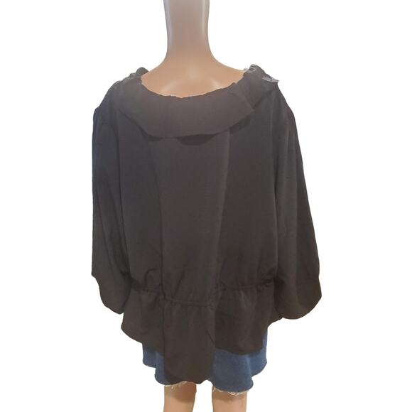 OLD NAVY ~ New! Plus 4X ~ Black Clip-Dot Ruffle Trim Blouse Black - Picture 4 of 10